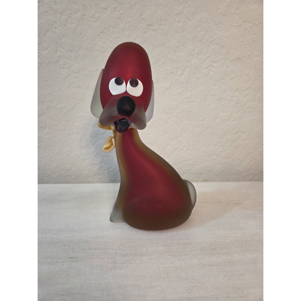Vintage Murano Sommerso Red Yellow Satin Glass Dog Hand Blown Large 10"
